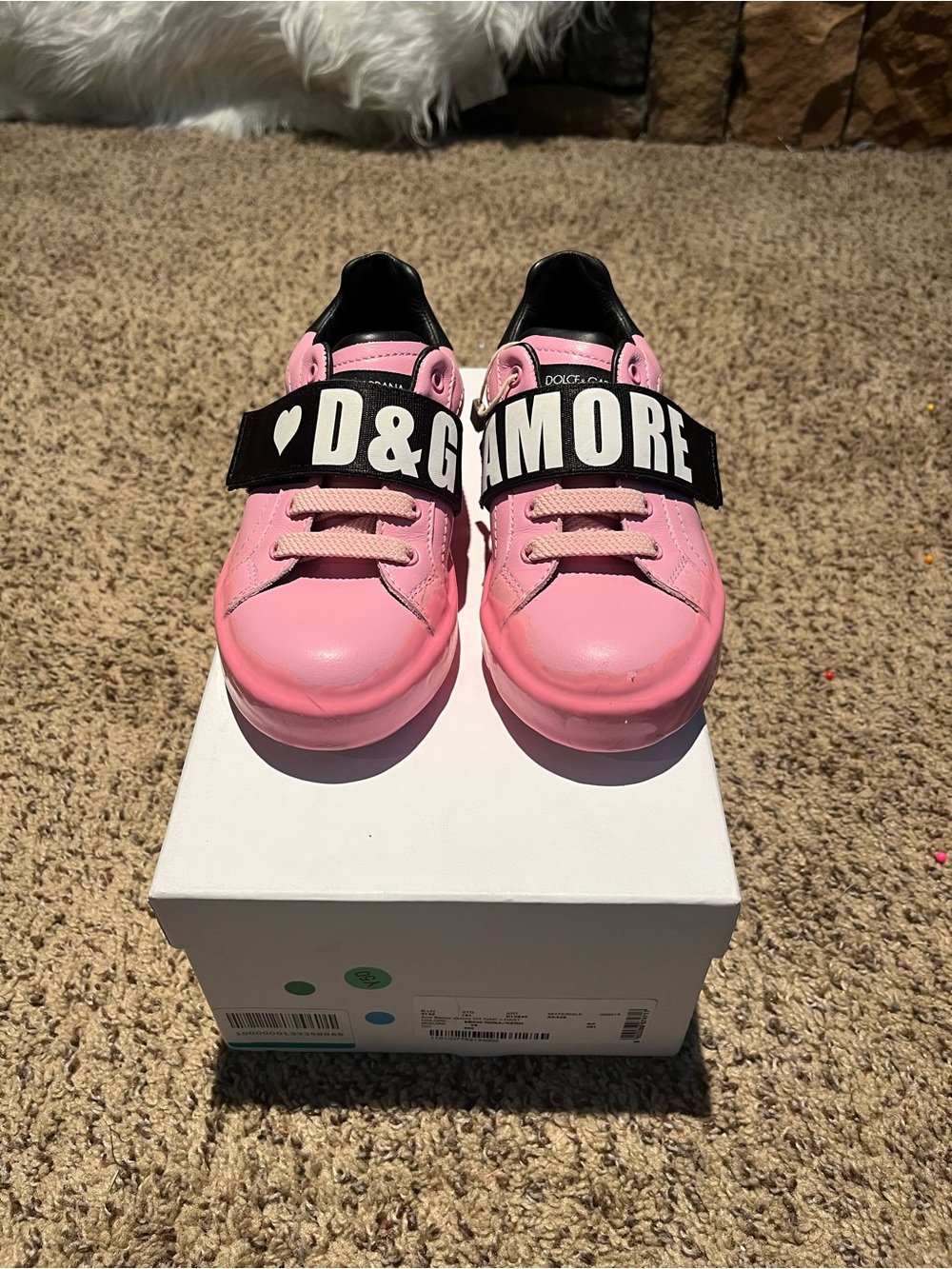 Dolce & Gabbana Pink Kids D&G AMORE Strap Sneakers
